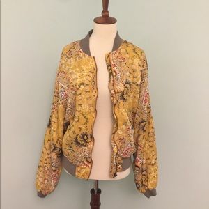 Free People Yellow Paisley Bomber